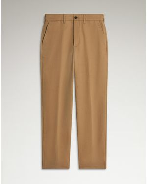 dunhill Luxury Cotton Twill Flat Front Chinos - Natural