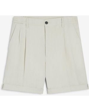 dunhill Luxury Twisted Linen Double Pleat Bermuda - White