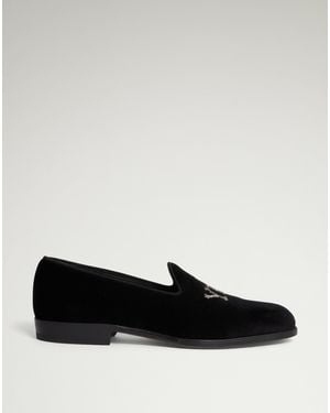 dunhill Herren Luxury Decision Slipper Aus Samt - Schwarz
