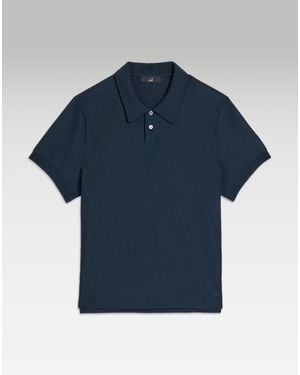 dunhill Herren Luxury Kurzärmliges Poloshirt Aus Baumwollpikee Mit „Ad Cypher“-Stickerei - Blau