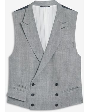 dunhill Luxury Wool Sharkskin Double Breasted Waistcoat - Grey