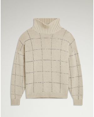 dunhill Homme Luxury Pull À Col Montant En Cachemire À Carreaux - Neutre