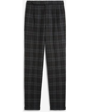 dunhill Herren Luxury Karierte Abendhose Aus Einer Woll-Kaschmirmischung Mit Doppelter Falte - Schwarz