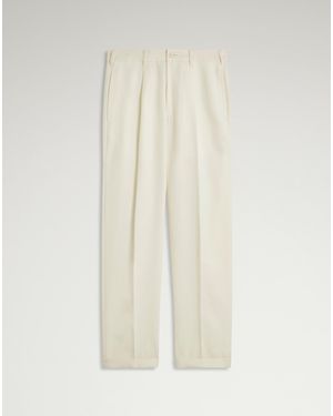 dunhill Herren Luxury Chinohose Aus Baumwoll-Woll-Mohair-Twill Mit Einzelner Bundfalte Und Spitz Zulaufendem Bein - Weiß