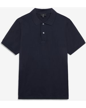 dunhill Herren Luxury Kurzärmliges Poloshirt Aus Baumwolle Mit Alfred -Schriftzug - Blau