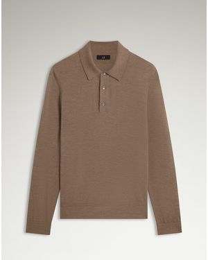 dunhill Herren Luxury Langärmeliges Poloshirt Aus Feinstem Kaschmir - Braun