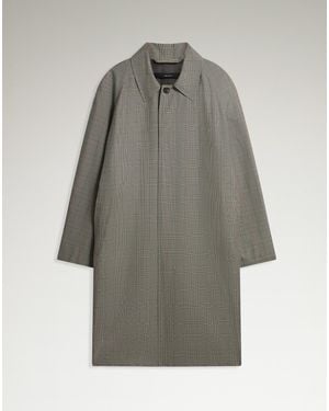dunhill Luxury Cotton Silk Prince Of Wales Check Car Coat - Grey