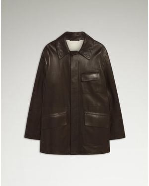dunhill Luxury Leather Car Coat - Brown