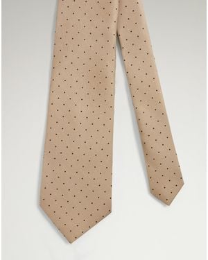 dunhill Luxury Silk Polka Dot Screen Printed Tie - Natural