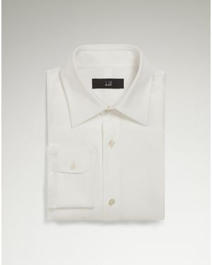 dunhill Luxury Cotton Giro Inglese Point Collar Shirt - White
