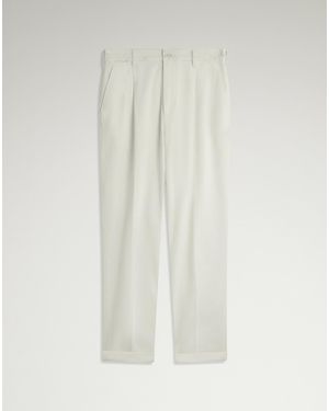 dunhill Herren Luxury Chinohose Aus Elastischem Baumwolltwill Mit Doppelter Bundfalte - Weiß