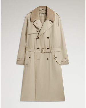 dunhill Luxury Merino Wool Trench Coat - Natural