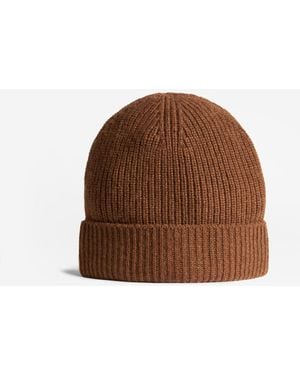 dunhill Luxury Classic Cashmere Ribbed Beanie - Brown