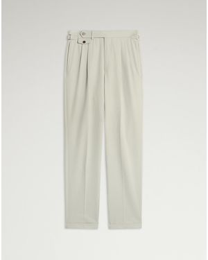 dunhill Luxury Cotton Cashmere Double Pleated Pants - White