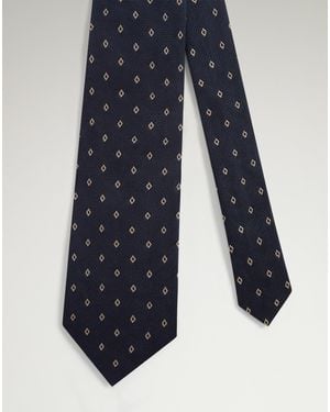 dunhill Luxury Silk Diamond Motif Woven Tie - Blue