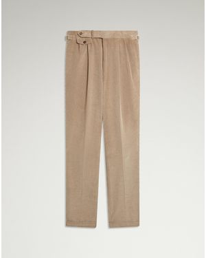 dunhill Herren Luxury Cordhose Aus Baumwolle Und Kaschmir Mit Doppelter Bundfalte - Natur