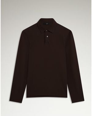 dunhill Herren Luxury Langärmliges Poloshirt Aus Baumwoll-Seiden-Pikee - Schwarz