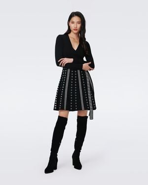 Diane von Furstenberg Chelsea Knit Jacquard Dress By Diane Von Furstenberg - Black