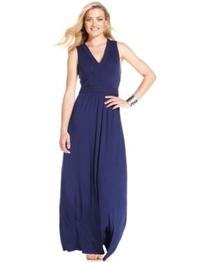 Spense Petite Sleeveless Braidedtrim Maxi Dress - Blue