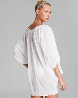 OndadeMar White Cotton Gauze Poncho Swim Cover Up
