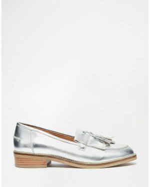 Steve Madden Meela Silver Tassel Flat Loafer Shoes - Metallic