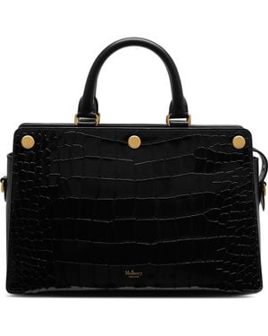 Mulberry Chester Croc-Embossed Leather Satchel - Black