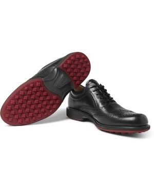 Ecco Tour Hybrid Leather Golf Brogues - Black