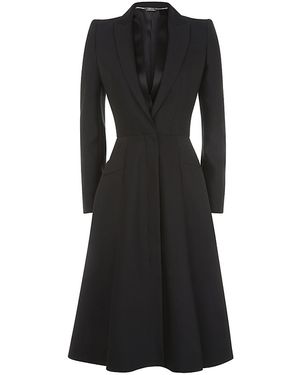 McQueen Box Pleat Dress Coat - Black