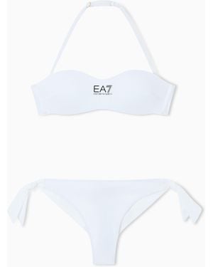 EA7 Bandeau Bikini With Logo - White