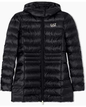 EA7 Padded Nylon Hooded Pea Coat - Black