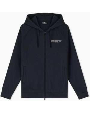 EA7 Full-Zip Hoodie Graphic Series Cotton Blend Regular Fit - Blue