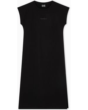 EA7 Logo Series Stretch Jersey Dress - Black