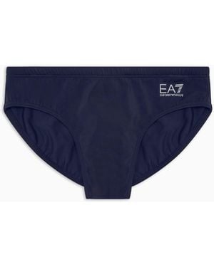 EA7 Swimming Briefs With An Elastic Waist And Drawstring - Blue