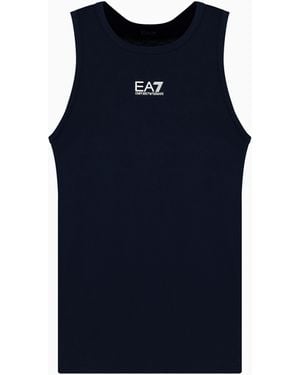 EA7 Core Identity Cotton Jersey Tank Top - Blue