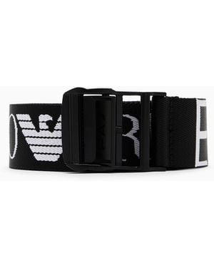 EA7 Logo Webbing Belt - White