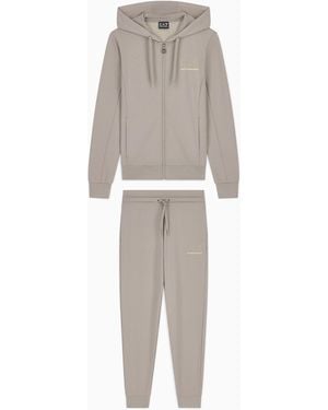 EA7 Viscose Suit With A Zip-Up Hoodie And Micro-Studs Tracksuit - White
