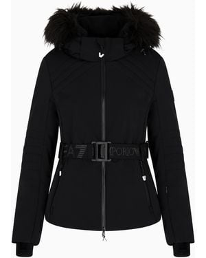 EA7 Technical Ski Jacket With Belt And Stratum7 Padding - Black