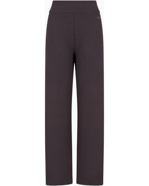 EA7 Stretch-Cotton Blend Wide-Leg Pants - Blue