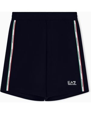 EA7 Italian Spirit Cotton-Blend Bermuda Shorts - Blue