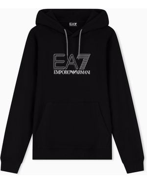 EA7 Pure Cotton Hooded Sweatshirt - Black