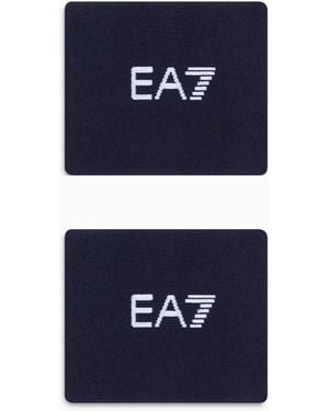 EA7 Tennis Pro Stretch-Cotton Blend Wristbands - Blue