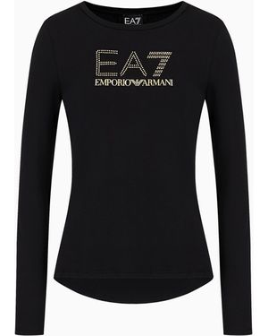 EA7 Evolution Stretch Cotton And Modal Long-Sleeved T-Shirt - Black