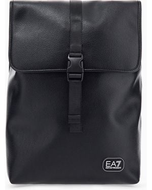 EA7 Zaino Con Finitura Martellata E Chiusura A Fibbia - Blu
