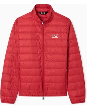 EA7 Packable Down Jacket With Front Zip Core Identity - Red