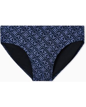 EA7 Asv Graphic Series Swim Briefs With Monogram Print - Blue