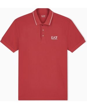 EA7 Core Identity Poloshirt Aus Baumwollstretch-Pikee - Rot