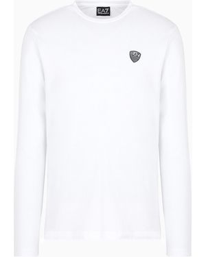 EA7 Langarmshirt Aus Stretchjersey - Weiß