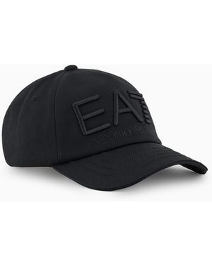 EA7 Logo Series Cotton Baseball Cap - Black