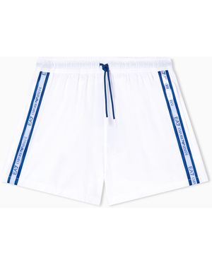 EA7 Logo Series Swim Trunks With Logo Tape - Blue