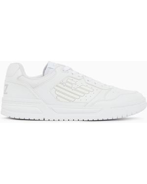 EA7 Low-Top Sneaker Mit Schnürung Und Perforierter Zehenkappe - Weiß